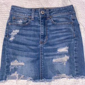 American Eagle mini distressed denim skirt